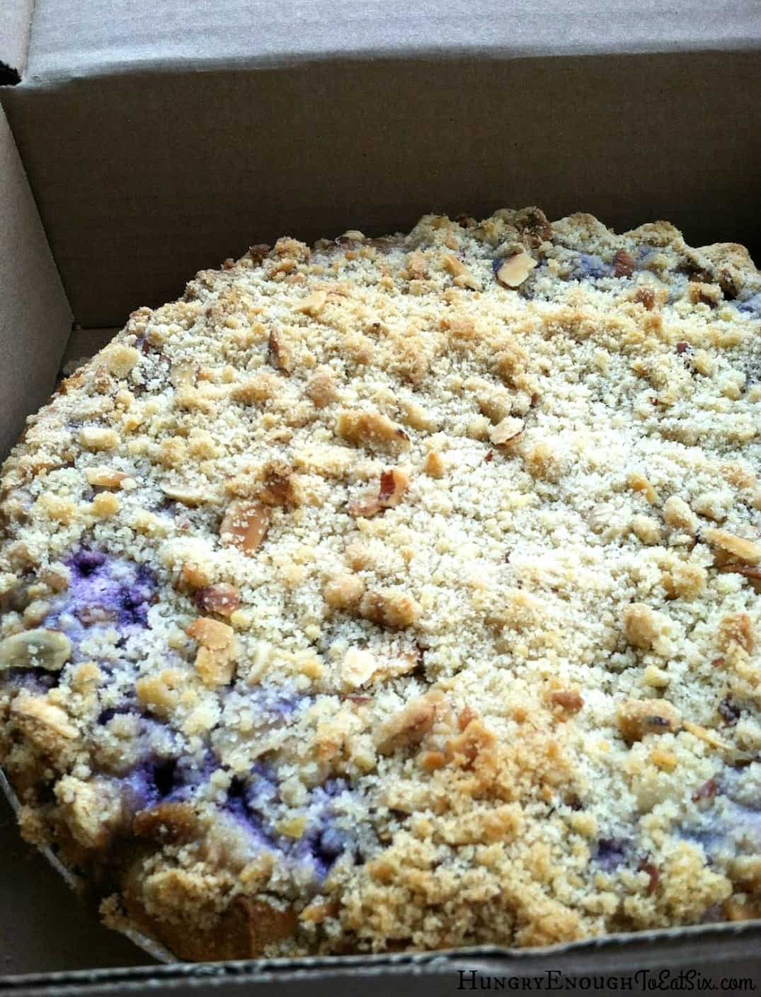 Crumb topped whole blueberry pie.