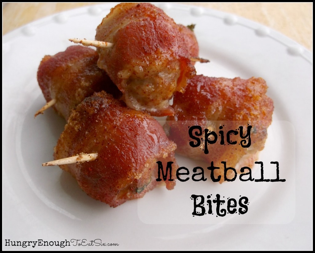Spicy Meatball Bites on HungryEnoughToEatSix.com