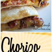 Quesadillas with chorizo and melted cheese.