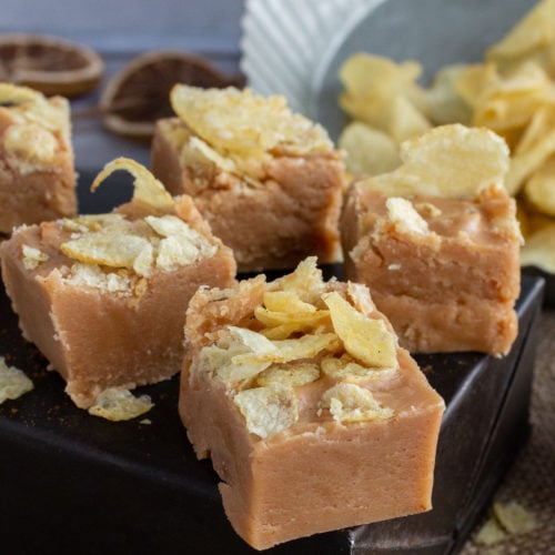 Slices of fudge with chips on top