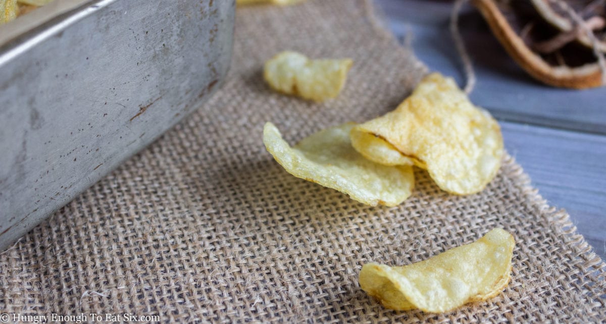 Potato chips on a cloth