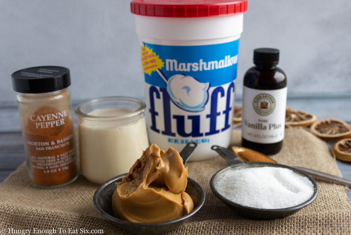 Marshmallow, peanut butter, milk, nd spices