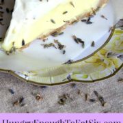 Chilled Lemon + Lavender Pie! This is a bright, floral dessert with sweet and tangy lemon filling and lavender whipped cream.