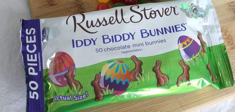 Bag of Russell Stover tiny chocolate rabbits for Easter Surprise Cupcakes topping.