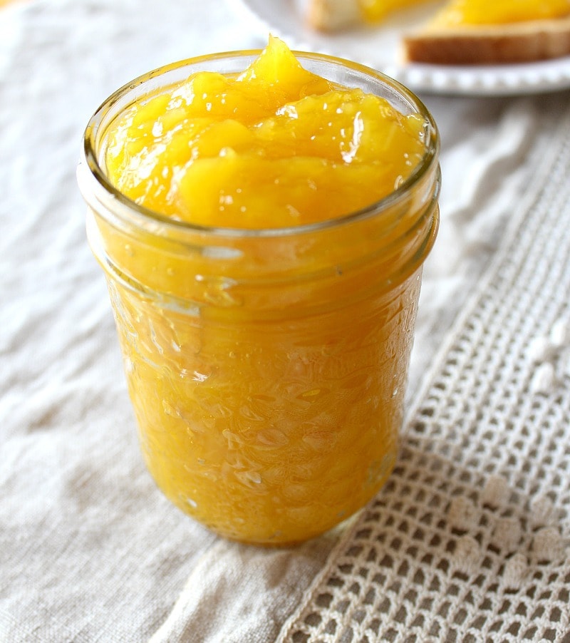 homemade mango jam in a jar
