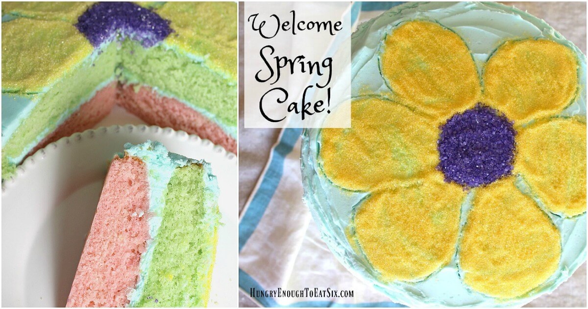 With bright colors outside and in, and a light citrus flavored-cake this is a perfect cake to celebrate Spring!