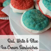 Decadent lemon-vanilla ice cream is sandwiched between homemade sugar cookies: one red and one blue!
