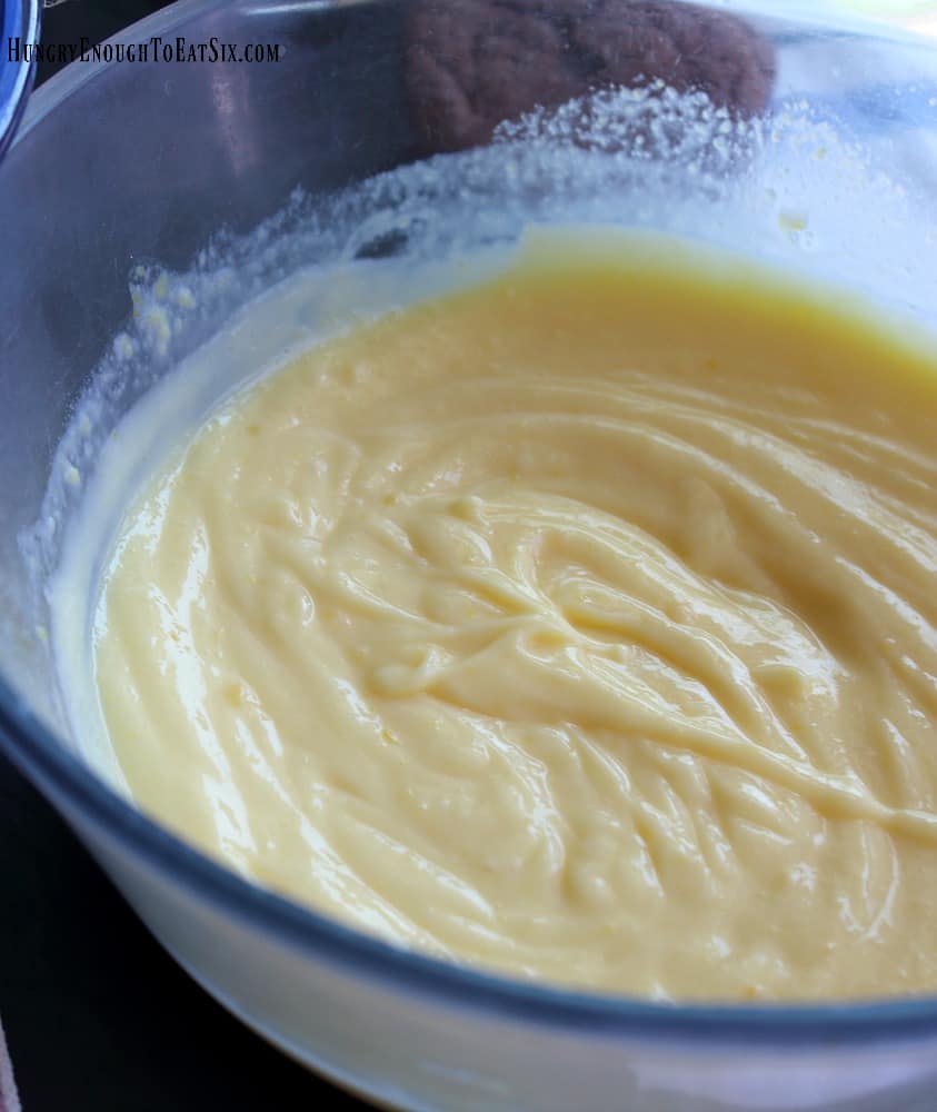 Vanilla pudding in a bowl.