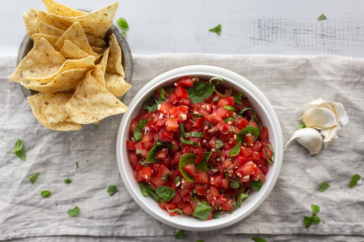 Fresh Basil Tomato Salsa — Hungry Enough To Eat Six