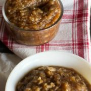 Warm or chilled, this is a sweet and chunky applesauce full of spices and a perfect little bite of fall.