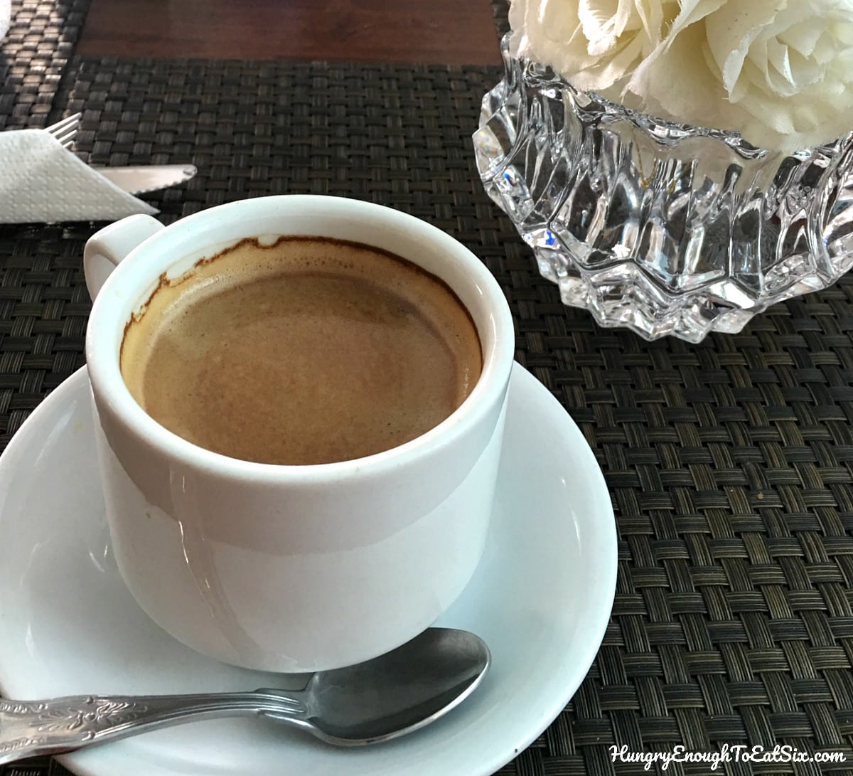 White cup of espresso