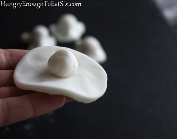 Fondant pieces in a hand