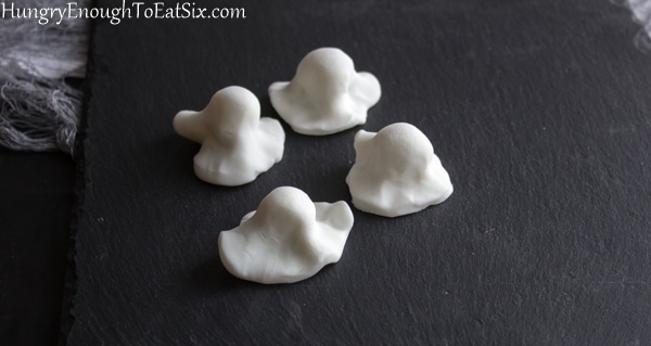 Four fondant candy ghosts