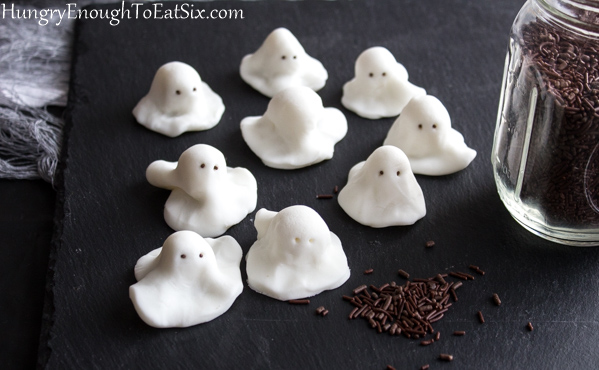 Ghosts made from white fondant