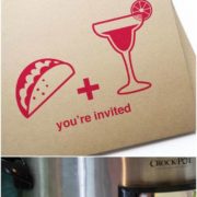 Collage of party invite and decorated sign