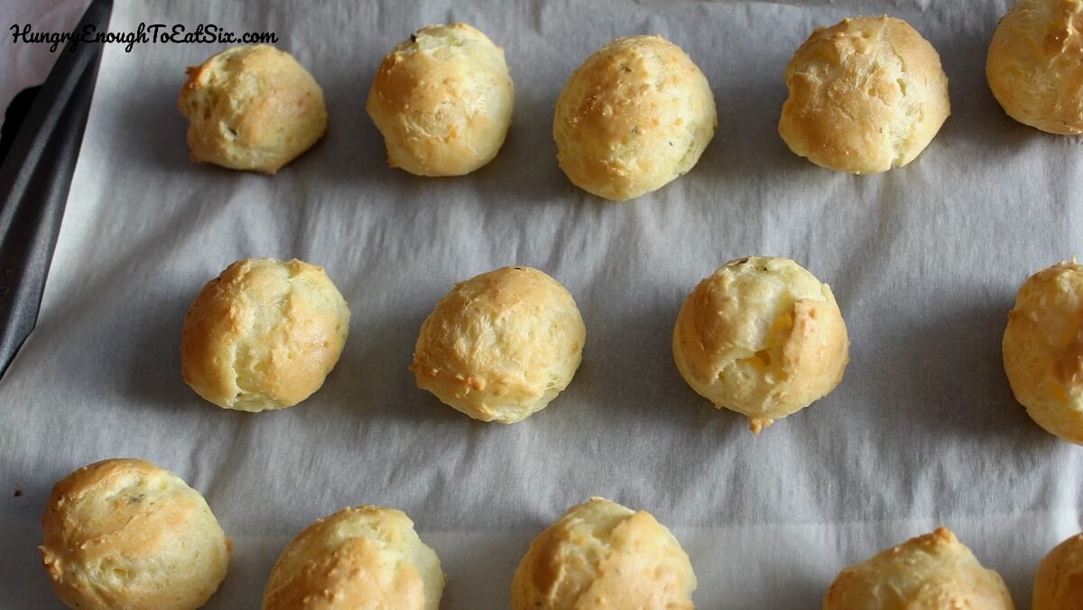 Gougères are puffy, savory and very hard to stop eating, especially when they are warm from the oven. 