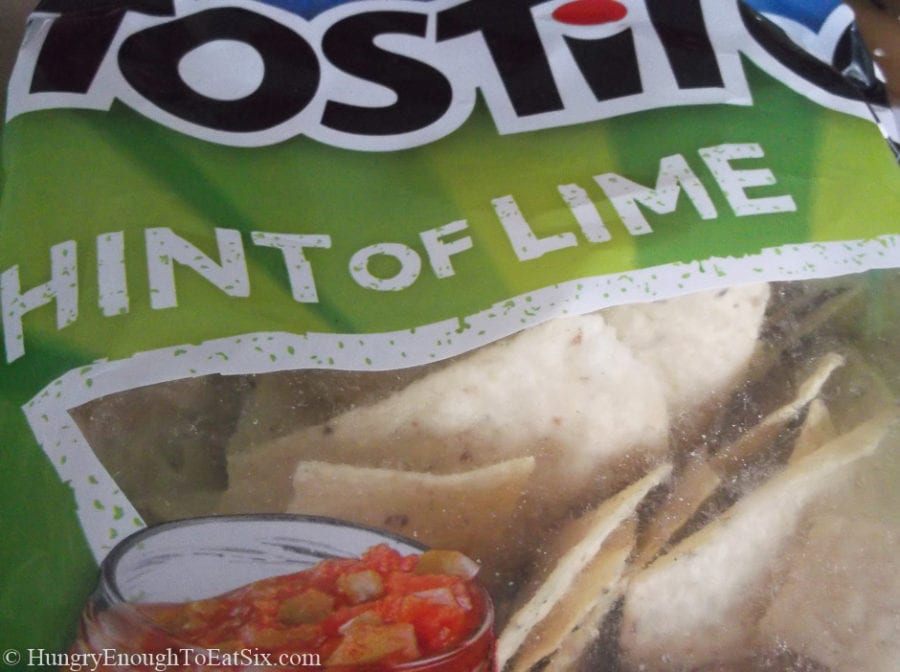 Tostitos bag of lime tortilla chips.