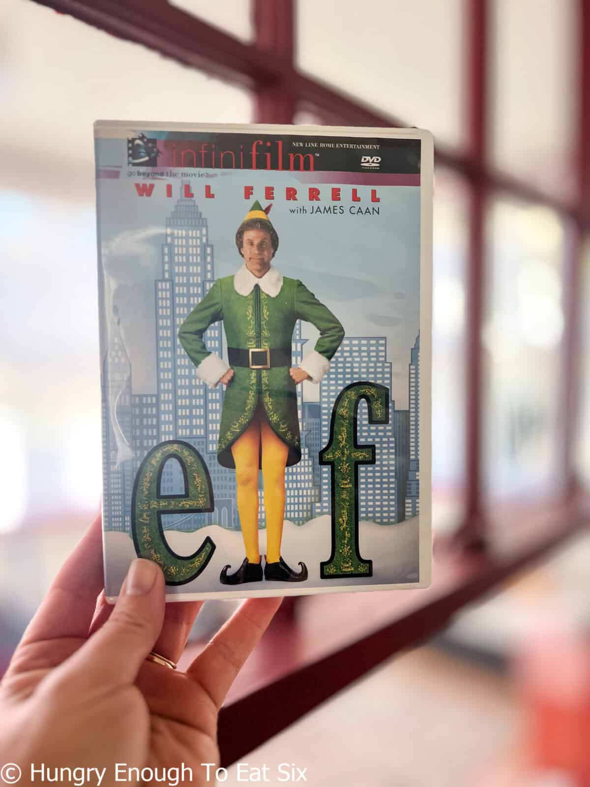 Dvd of Elf Christmas movie, with Elf Spaghetti scene.