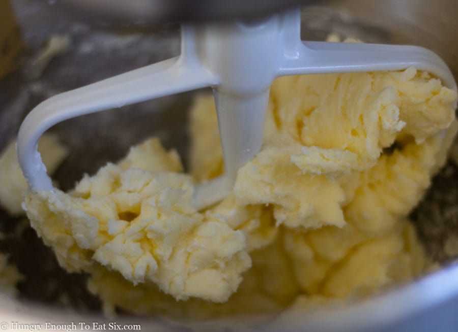 Butter lumped around a mixing bowl beater