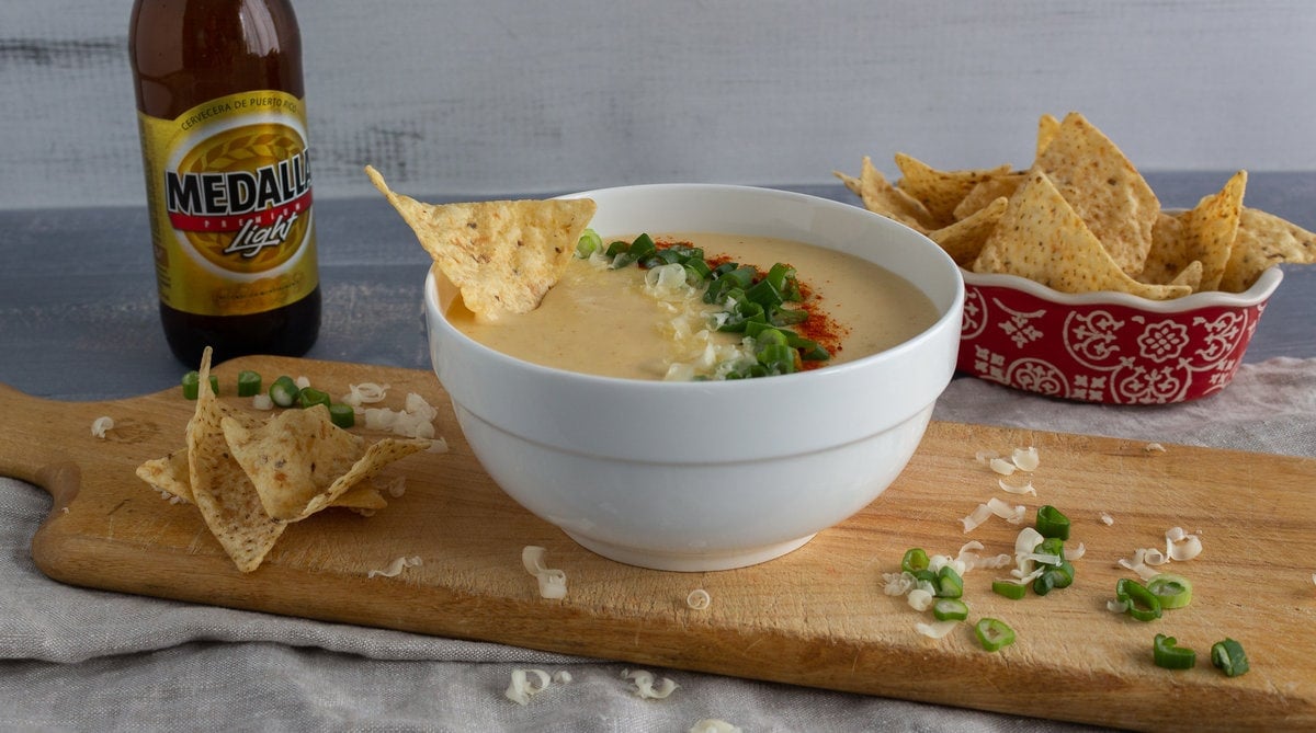 Cheese dip with tortilla chip