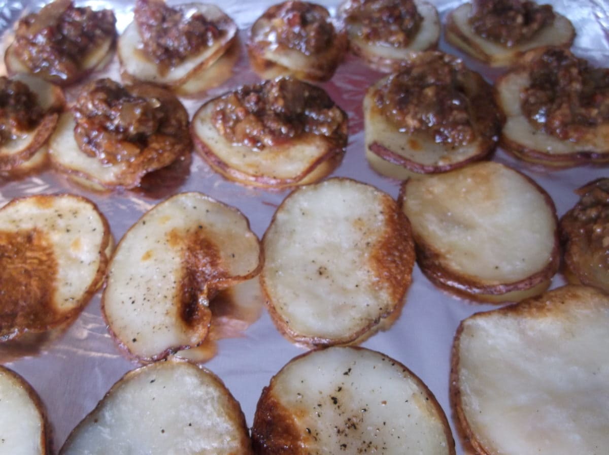 Thin sliced roasted potatoes