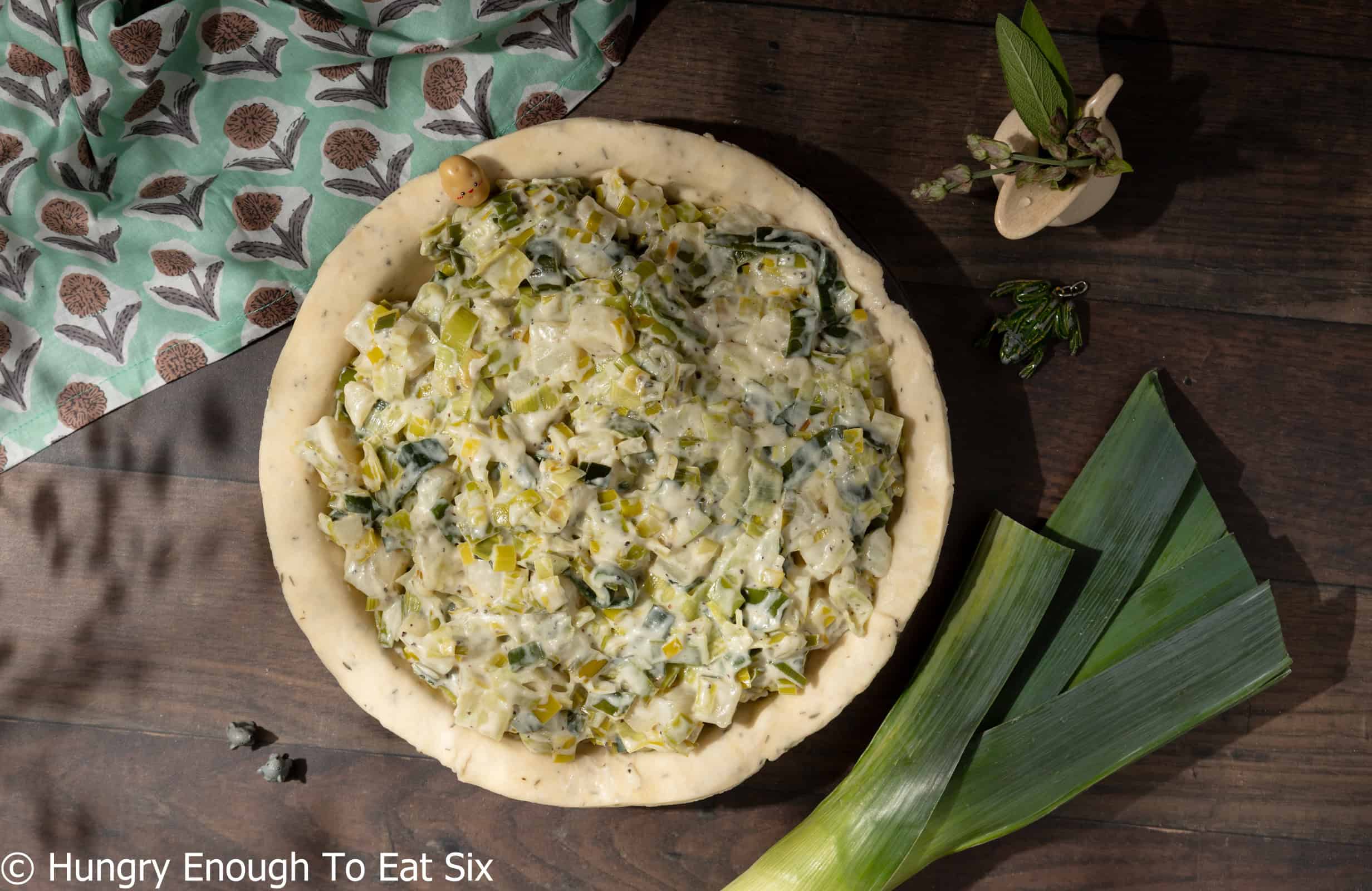 Pie shell with a creamy leek and potato filling.