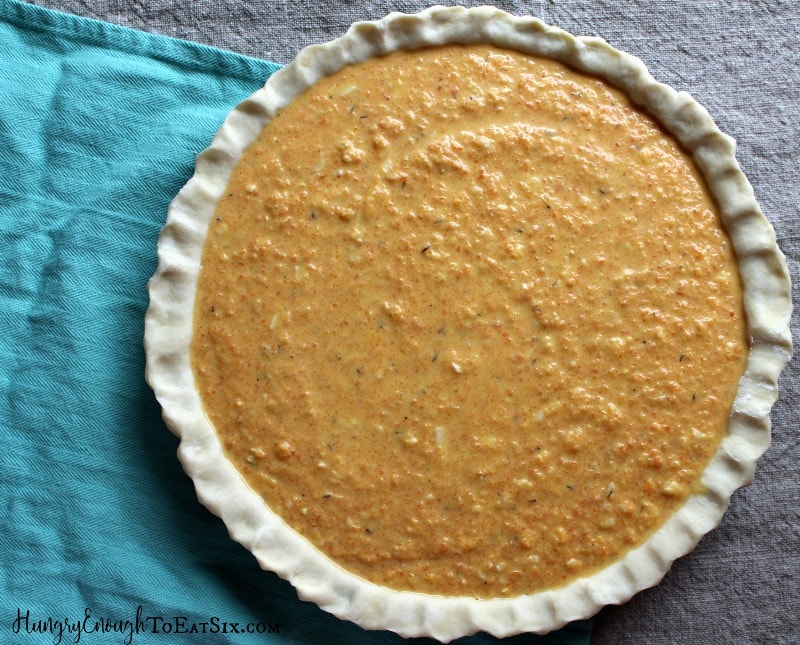 Unbaked tart with carrot filling