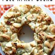 Baked pull apart bread shaped in a ring