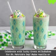 Glasses with green milkshakes.