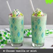 Green ice cream milkshakes in glasses.