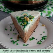 Creamy chocolate pie with green sprinkles.