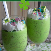 Two glasses of green milkshake