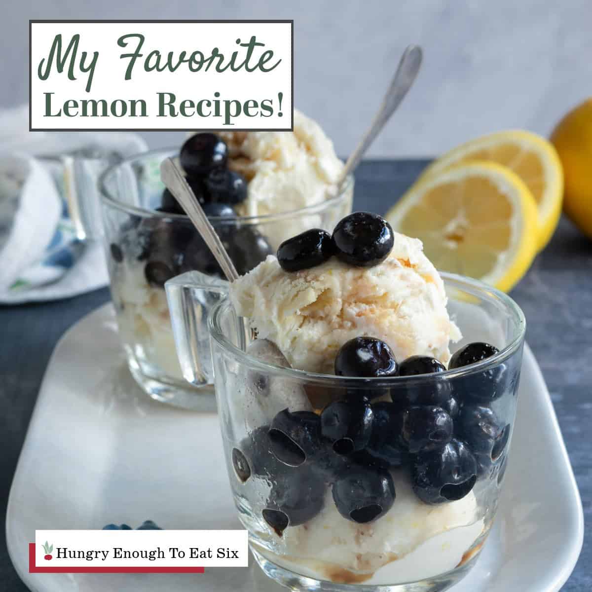 Lemon ice cream with blueberries, part of Lemon Recipes.