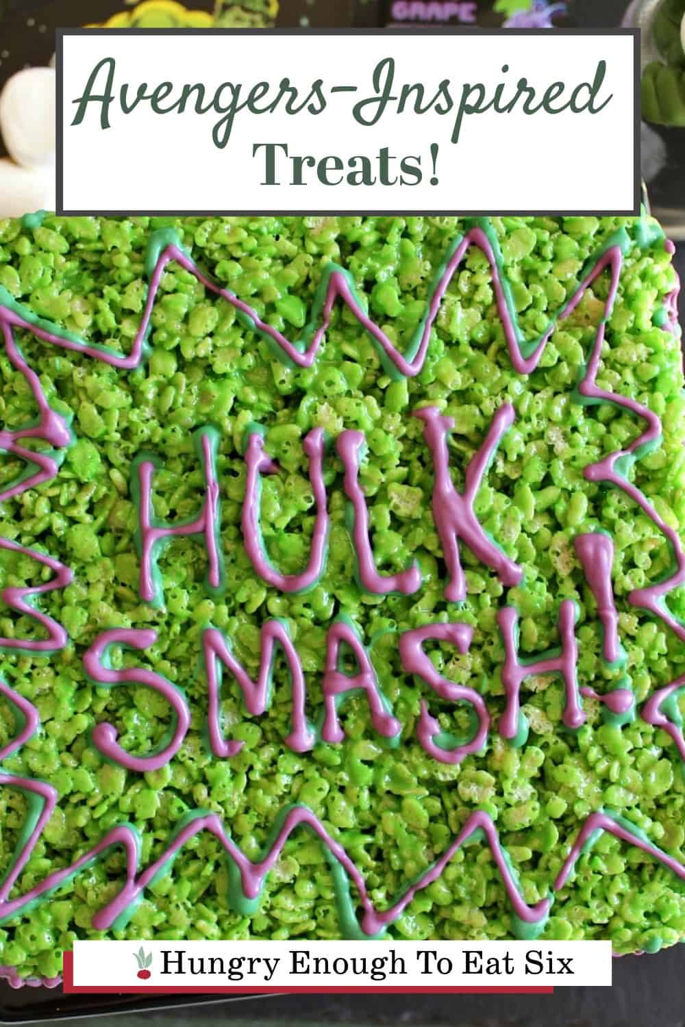 Green Hulk rice Krispie treats, an Avenger inspired treat.