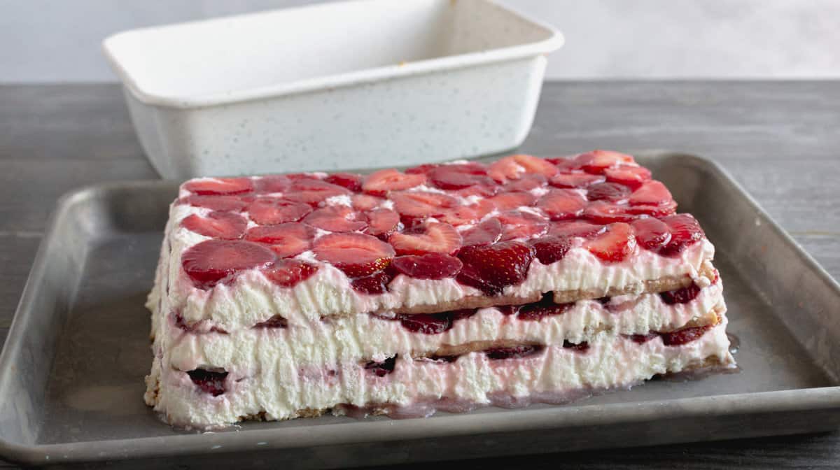 Icebox cake with layers of berries and cream