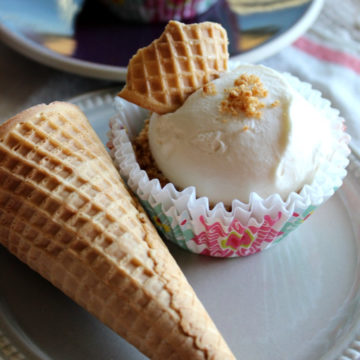 Mini icebox cake in a cupcake wrapper next to an ice cream cone