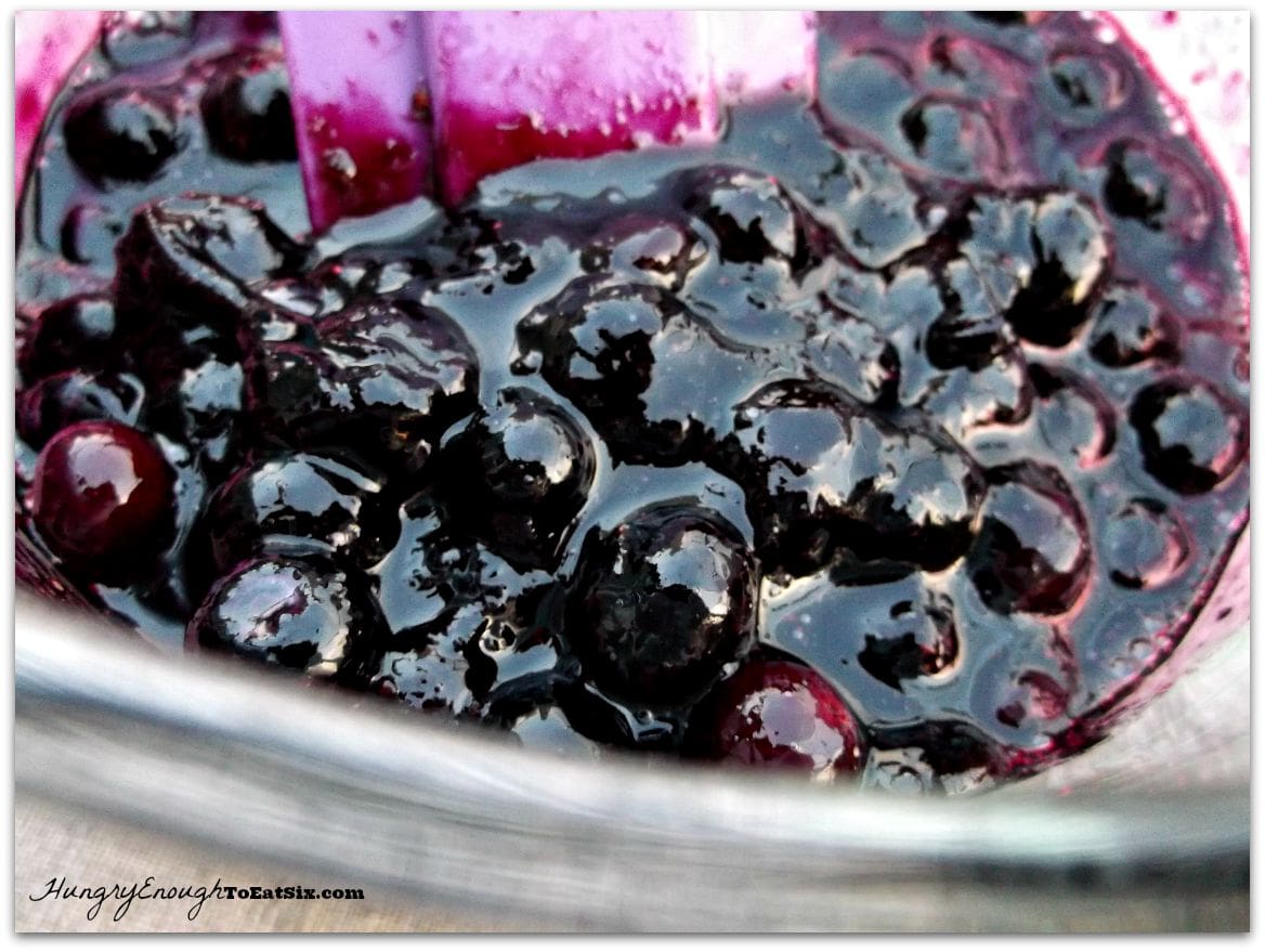 Blueberry sauce in a pan