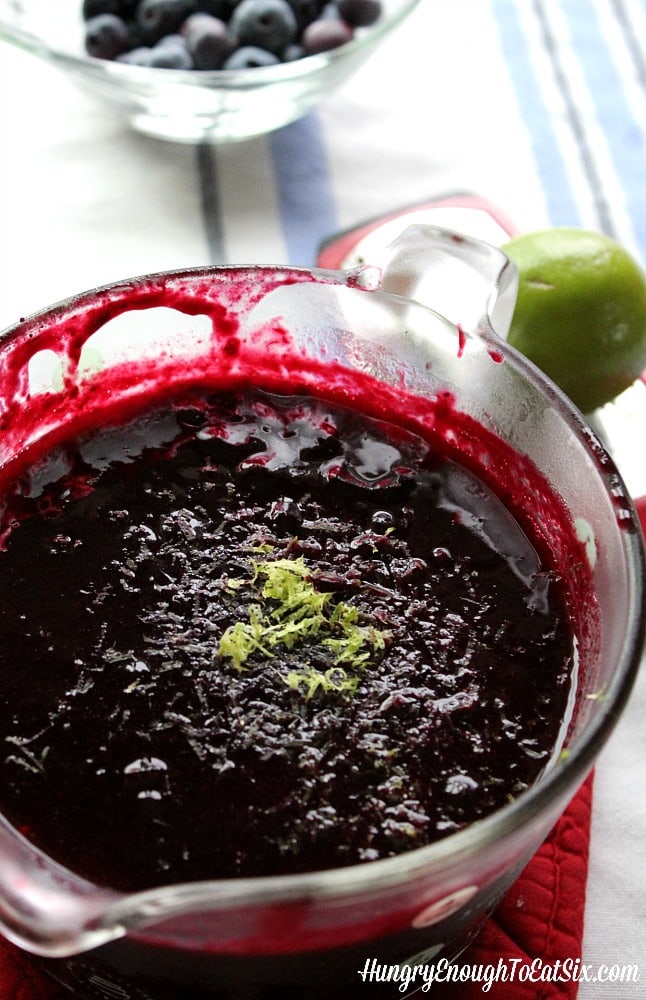 Blueberry fruit puree with lime zest