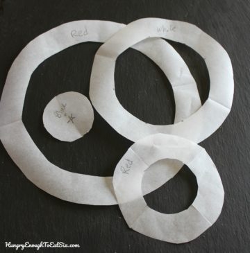 Concentric circles cut from parchment paper