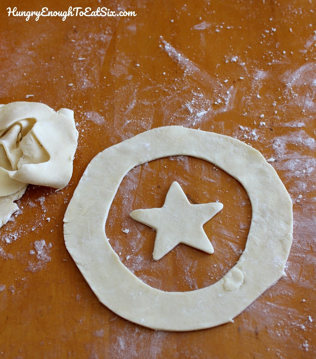 Ring and star cut from pastry dough
