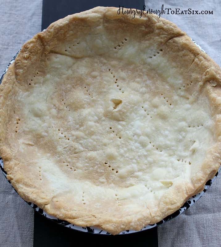 Browned blind-baked pie crust.
