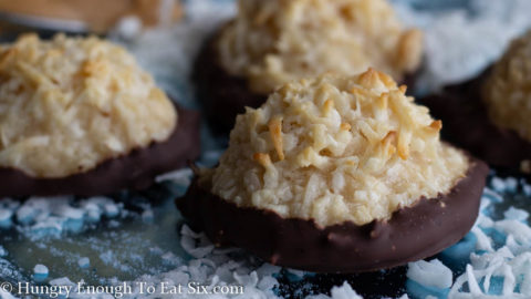 Peanut Butter Coconut Macaroons with Chocolate Bottoms — Hungry Enough ...