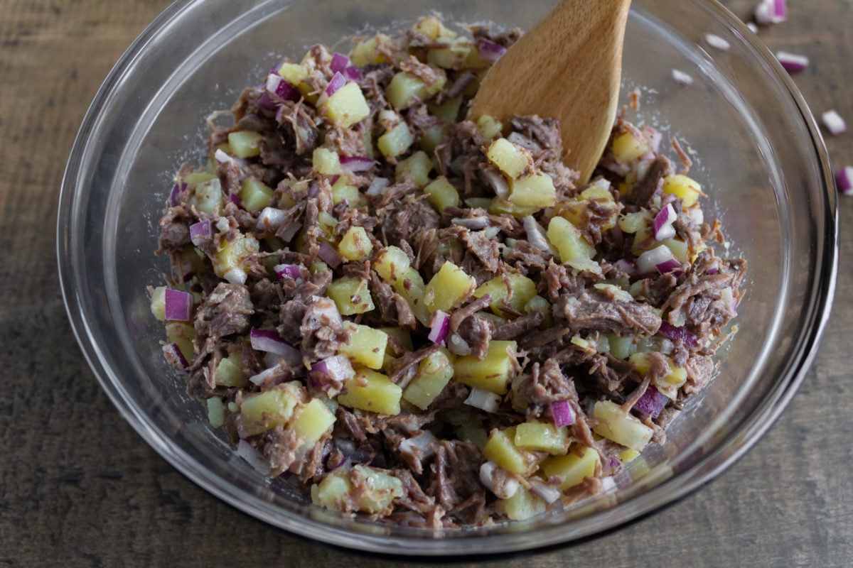 Diced ingredients in a bowl