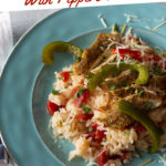 Mexican chicken with rice and bell peppers.