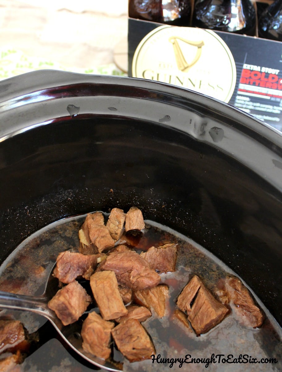 Beef in a crock pot bowl