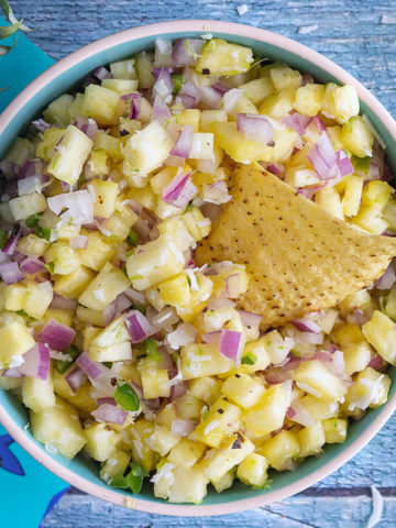Bowl of salsa with pineapple