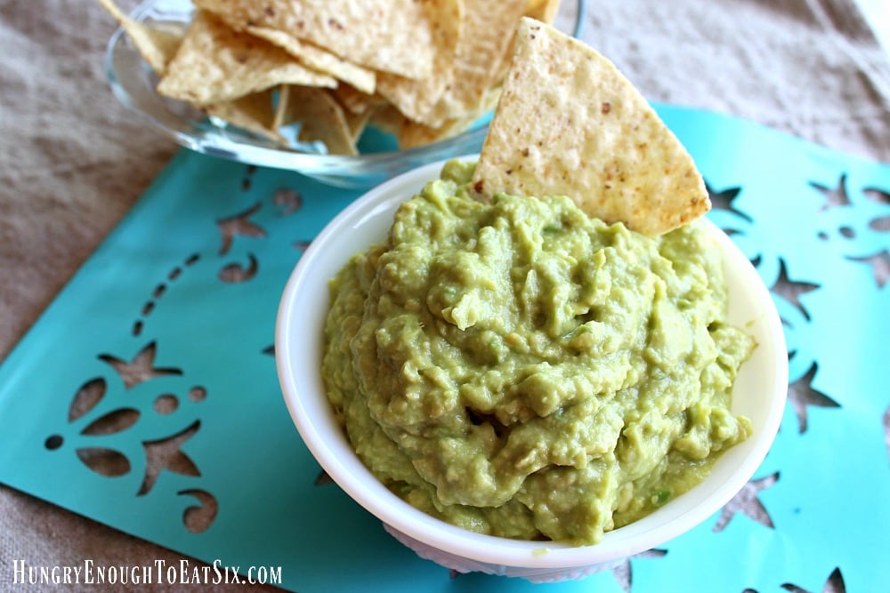 White bowl with guacamole