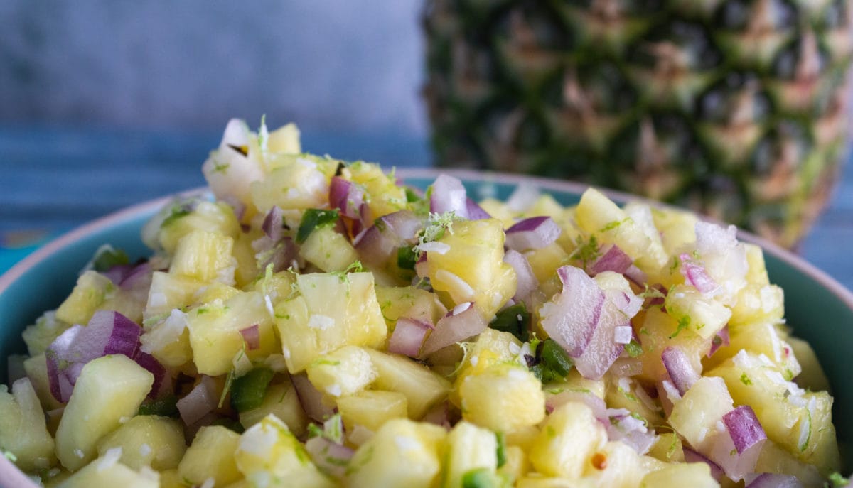 Chunks of pineapple onion and pepper