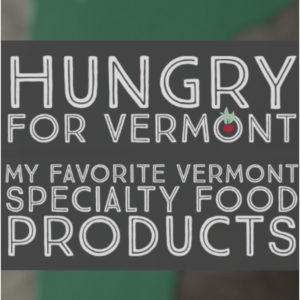 Hungry for vermont text over green background