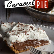 Slice of chocolate cream pie on a plate
